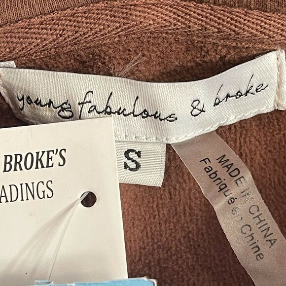 Young Fabulous & Broke Anthropology Small Cropped Jacket Velour Full-Zip Hooded - Picture 7 of 9